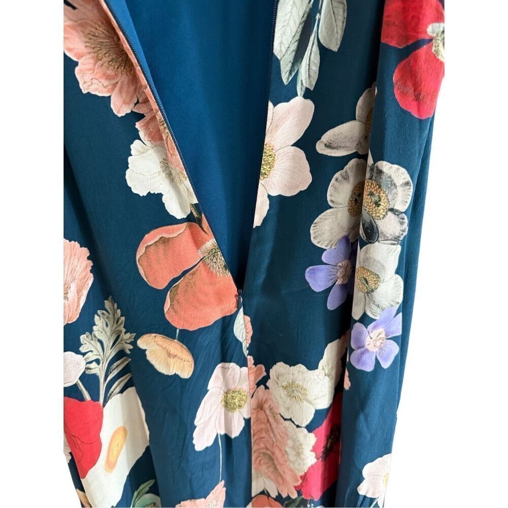 AsbyDF Womens Field Of Poppies Print Silk Juliet Maxi Dress Size Medium - Picture 5 of 16